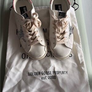 Golden Goose Women's Cream Sneakers with Silver Star